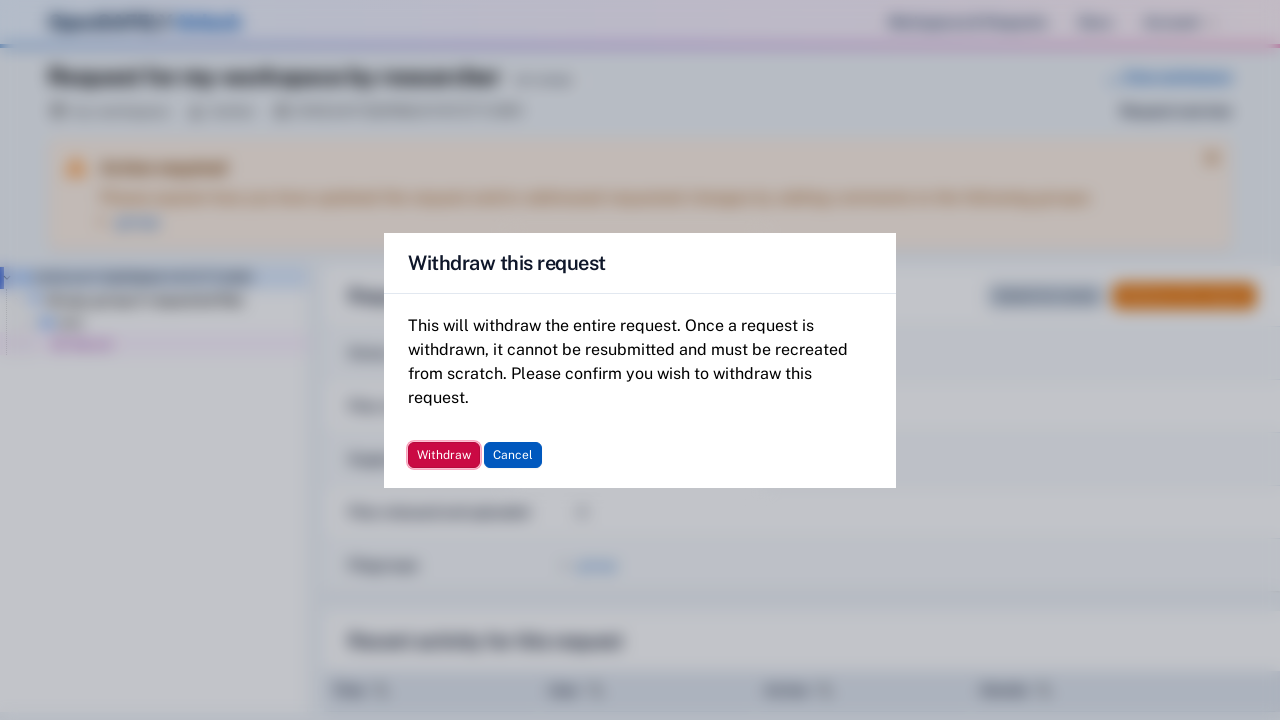 Withdraw request button